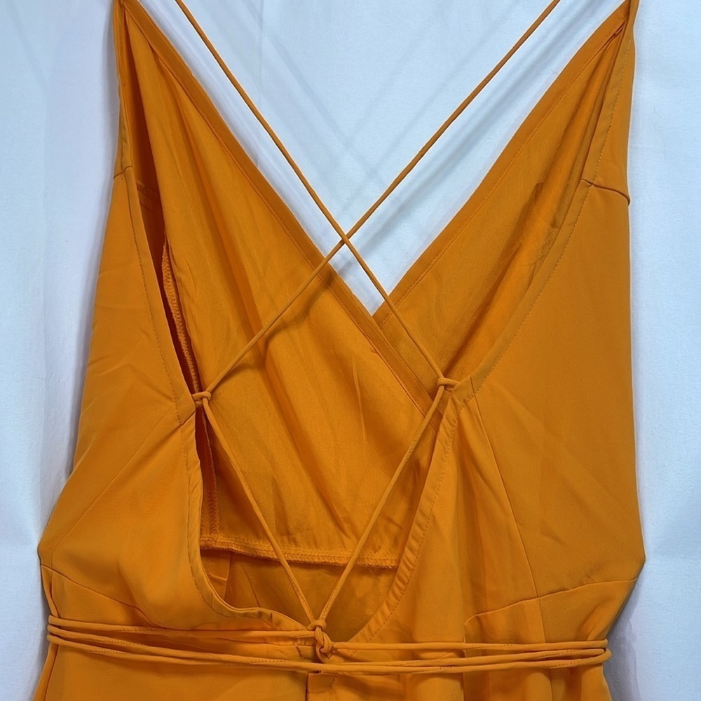 🦅 nwt ASOS orange crisscross back full length maxi chiffon dress - Picture 8 of 10